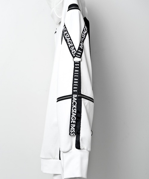 「BACKSTAGE PASS」 ジップアップパーカー FREE ホワイト メンズ_画像7