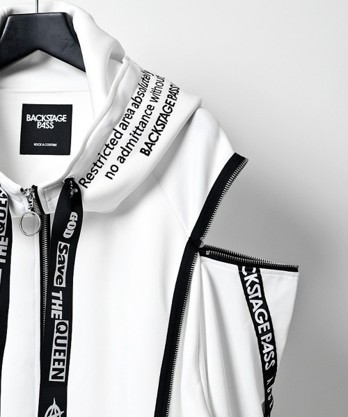 「BACKSTAGE PASS」 ジップアップパーカー FREE ホワイト メンズ_画像8