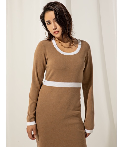 「DURAS」 ニットワンピース MEDIUM ベージュ レディース_画像3