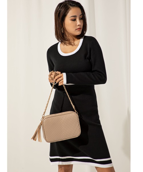 「DURAS」 ニットワンピース MEDIUM ベージュ レディース_画像4