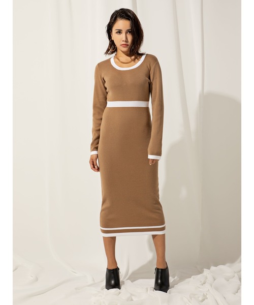 「DURAS」 ニットワンピース MEDIUM ベージュ レディース_画像6