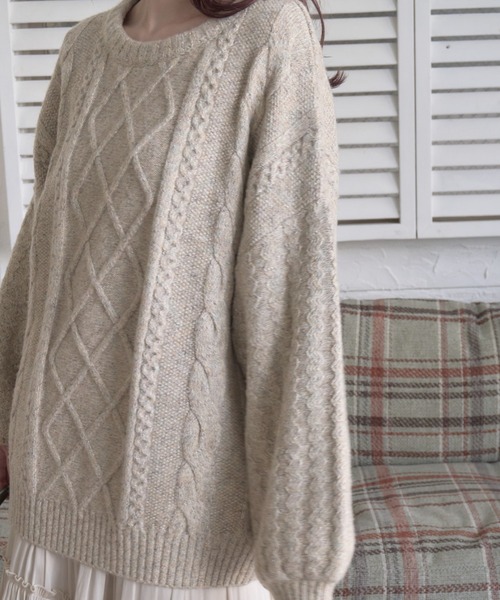「mellowneon」 長袖ニット FREE ベージュ レディース_画像3