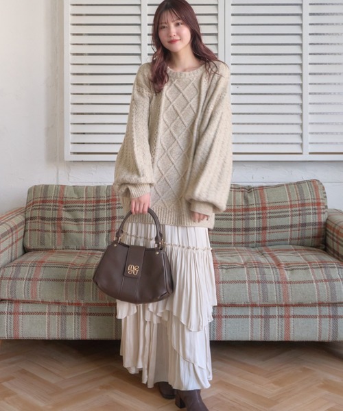 「mellowneon」 長袖ニット FREE ベージュ レディース_画像9