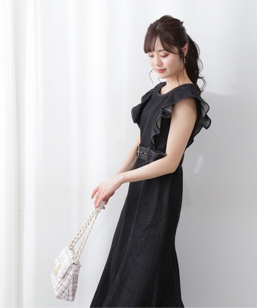 「PROPORTION BODY DRESSING」 ノースリーブワンピース MEDIUM ネイビー レディース_画像2