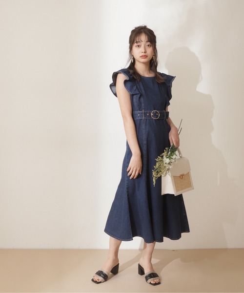 「PROPORTION BODY DRESSING」 ノースリーブワンピース MEDIUM ネイビー レディース_画像7