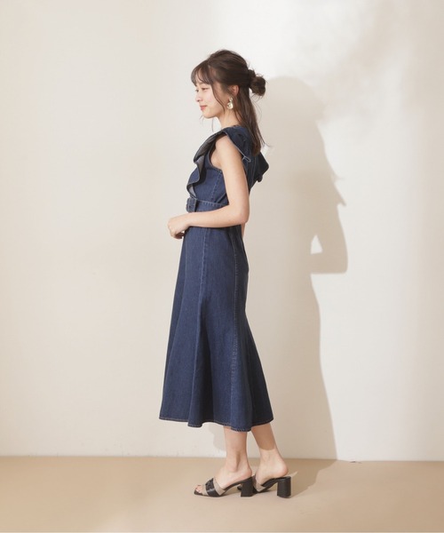 「PROPORTION BODY DRESSING」 ノースリーブワンピース MEDIUM ネイビー レディース_画像8