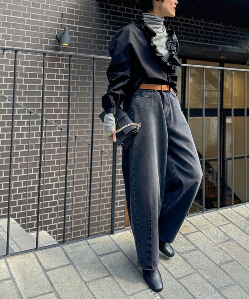 「Rie Miller」 デニムパンツ M チャコールグレー レディース_画像5