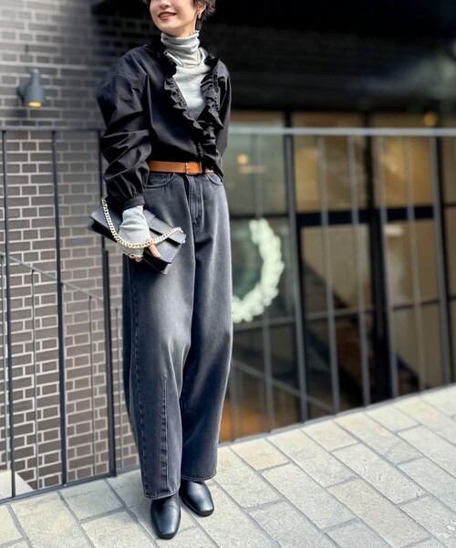 「Rie Miller」 デニムパンツ M チャコールグレー レディース_画像6