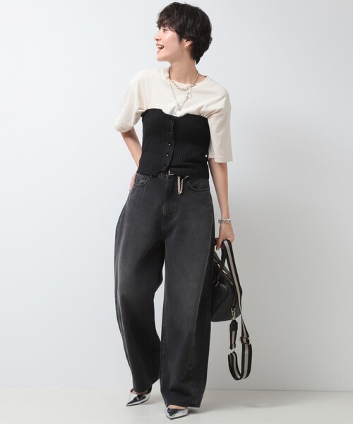 「Rie Miller」 デニムパンツ M チャコールグレー レディース_画像9