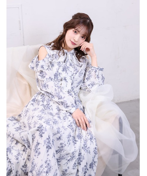 美品✨ソブ　フラワー プリーツ ボウタイ ワンピース　36 fifth（フィフス） ワンピース ショルダースリットボウタイプリーツ