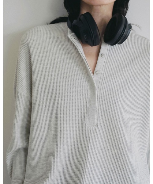 anuke（アンヌーク） tシャツ Waffle Loose Henleytops レディース