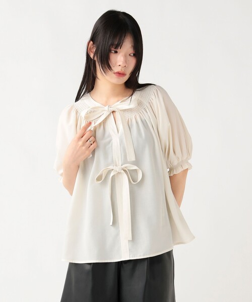 BEAMS HEART（ビームス ハート） ブラウス シャツ 2WAY シャーリング 