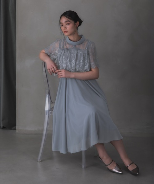 Rose of Sharon ドレス 刺繍シアーフレアドレス : ZOZOTOWN Yahoo!店