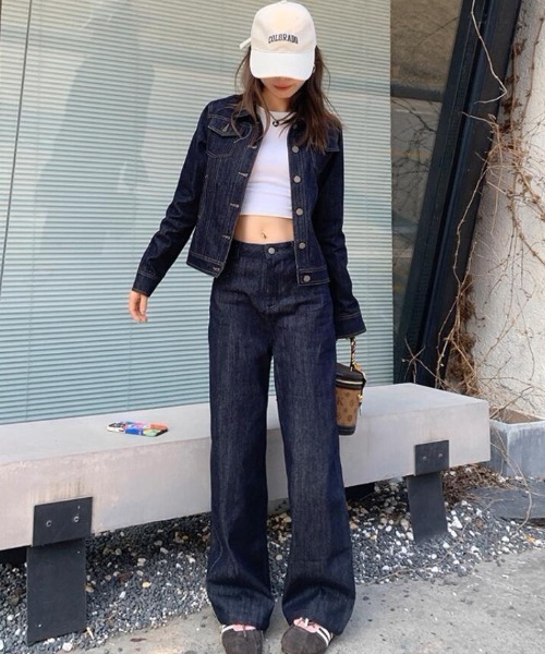 WORKERS 801XH デニムジャケット パンツ セットアップ セットアップ ショートデニムジャケット ＋ ハイウエストワイドレッグ