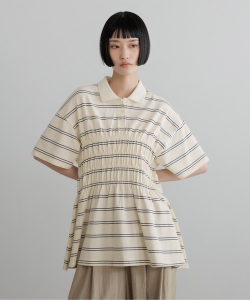 LOWRYS FARM（ローリーズファーム） tシャツ 半袖 ギャザーポロSS 