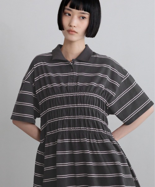 LOWRYS FARM（ローリーズファーム） tシャツ 半袖 ギャザーポロSS 