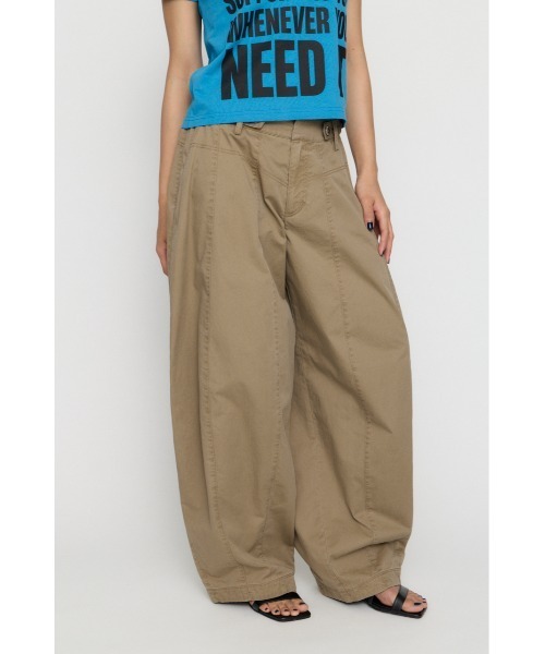 LAGUA GEM BARREL LEG MILITARY パンツ ベージュS LAGUA GEM（ラグアジェム） ワイドパンツ カーゴパンツ BARREL LEG