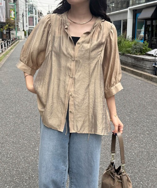「fredy emue」 7分袖シャツ 38 ベージュ レディース_画像3