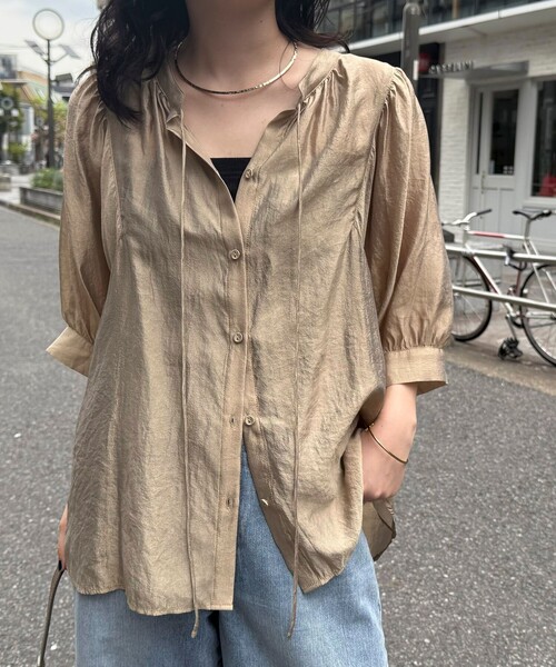 「fredy emue」 7分袖シャツ 38 ベージュ レディース_画像6