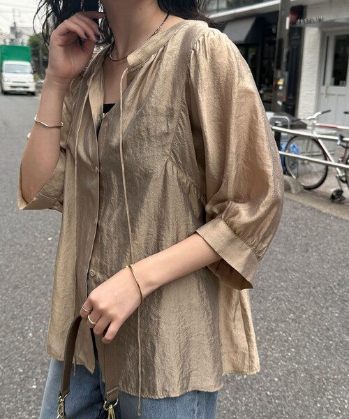 「fredy emue」 7分袖シャツ 38 ベージュ レディース_画像7