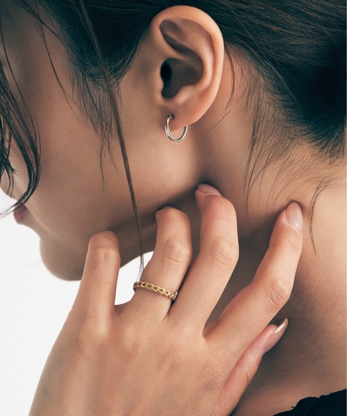 ピアス プラチナ/K18 フープ ピアス レディース メンズの画像