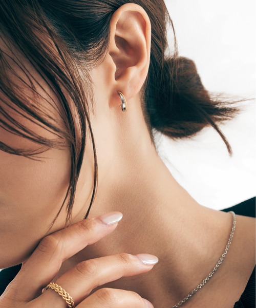 ピアス プラチナ/K18 フープ ピアス レディース メンズの画像