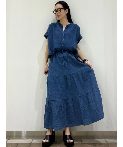 「GAP」 半袖ブラウス XX-SMALL インディゴブルー レディース_画像8