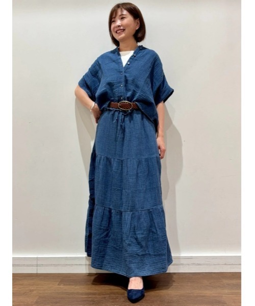 「GAP」 半袖ブラウス XX-SMALL インディゴブルー レディース_画像9