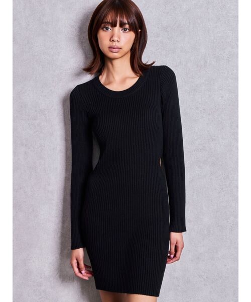 GYDA（ジェイダ） ワンピース LONG SLEEVE SIDE OPENニットミニ