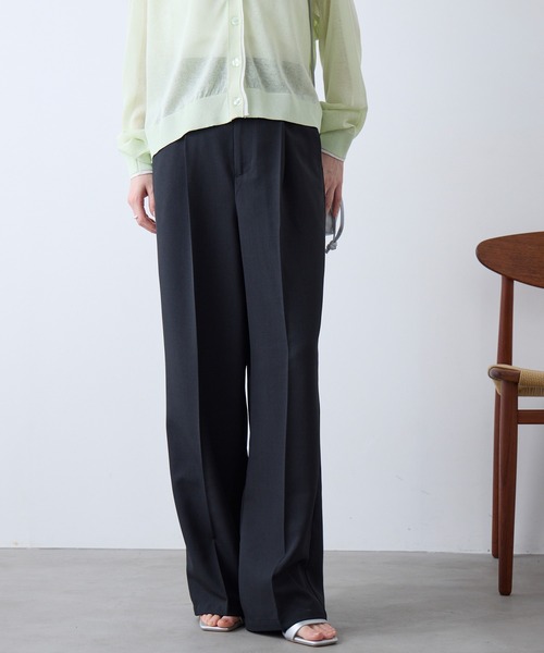 「Aunely」 スラックス M グレイッシュベージュ レディース_画像9