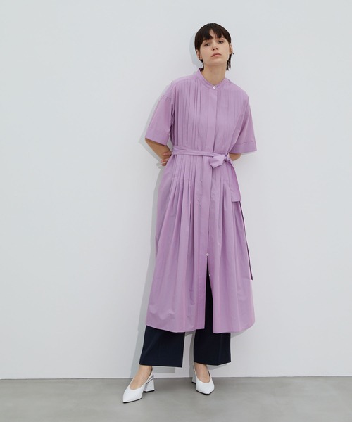 ワンピース ピンタックシャツワンピース 