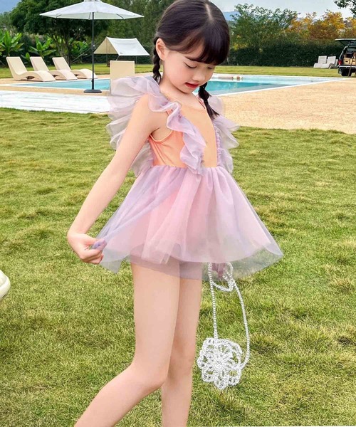 OSYAREVO（オシャレボ） 水着 キッズ チュール フリル ワンピース水着