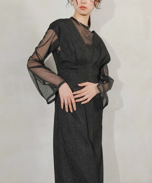 kana 結婚式ドレス　お呼ばれドレス　ワンピース　ジャガードワンピース Kana ドレス ジャガード ワンピース チュール トップス セット