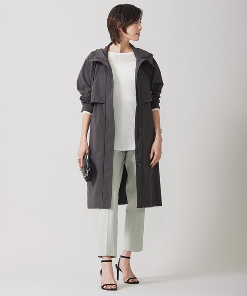 美品　ICB 撥水加工 メモリーストレッチタフタ フーデットコート ICB｜【撥水加工】 メモリーストレッチタフタ フーデットコート