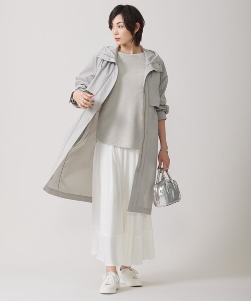 美品　ICB 撥水加工 メモリーストレッチタフタ フーデットコート ICB｜【撥水加工】 メモリーストレッチタフタ フーデットコート