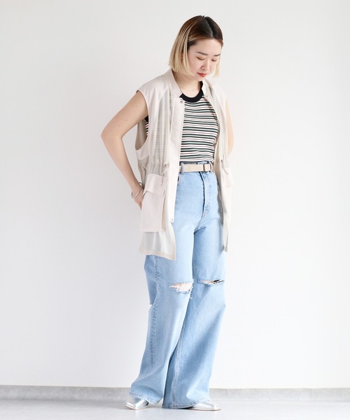 即日発送可能marineserre デニムトップ cepo（セポ） ジーンズ デニム デニムパンツ ベルト付きデニム