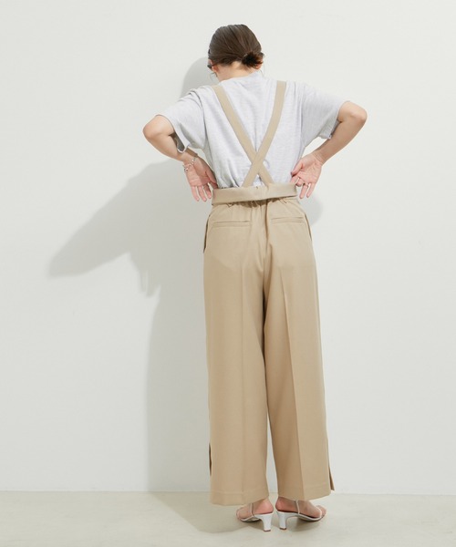 LIMI feu テンセル サスペンダー ハイウエスト ワイドパンツ ハイウエストワイドフリンジサスペンダーデニム（デニムパンツ