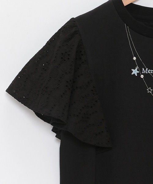 mezzo piano Junior tシャツ 袖レースネックレスTシャツ キッズ