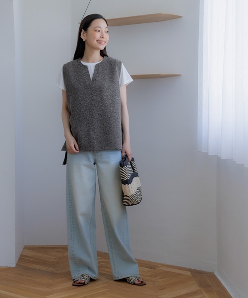 セットアップ リネンライクVネックベスト＆スカートセット レディース  