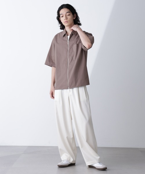 NANO universe（ナノ・ユニバース） シャツ ピーチスキンジップアップ