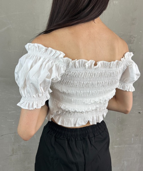 ダブルスタンダード　フリルブラウス 半袖 トップス DOUBLE STANDARD CLOTHING（ダブルスタンダードクロージング）の