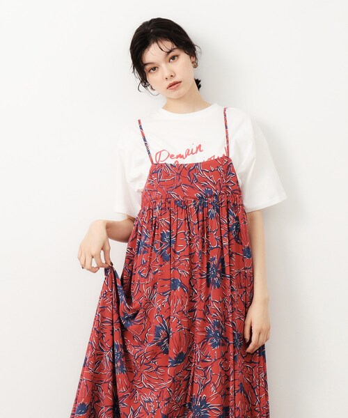 美品✿ 【洗える】ビックフラワー ワンピース OPAQUE.CLIP ワンピース ビックフラワープリントキャミ