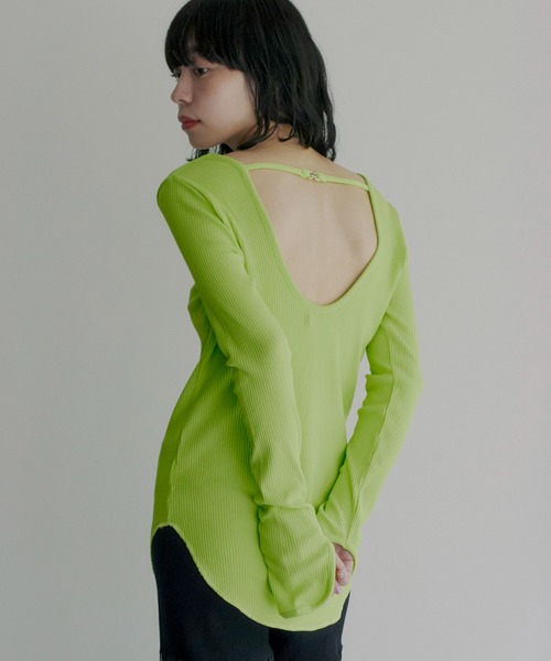 tシャツ Stretchy Rib U-NECK TOP レディース