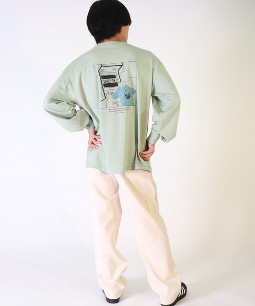 長袖シャツ ユニセックス Vネック プリーツデザイン 2色 60500_top.jpg