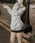 トレーナー スウェット ワンショルダースウェッ...の詳細画像3