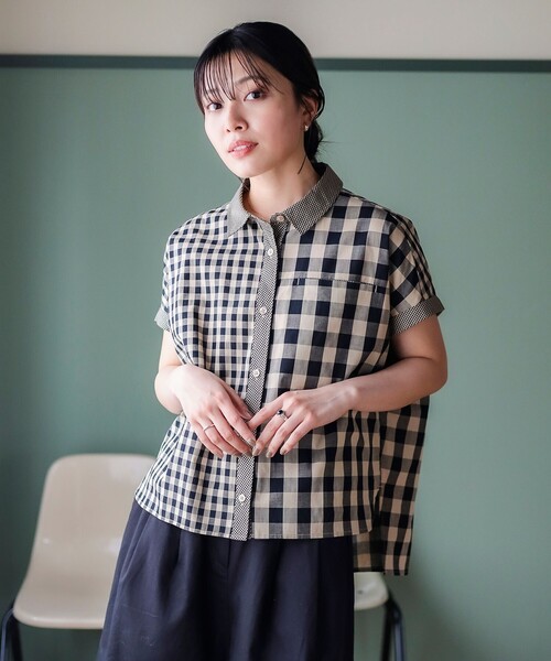 ブラウス シャツ クレイジー ギンガム シャツ レディース BEAMS HEART ブラウス シャツ クレイジー ギンガム レディース