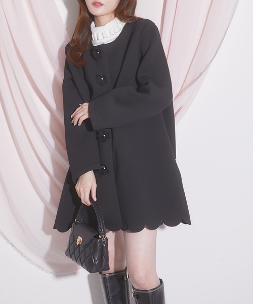バーバリーブルーレーベル裾フリル ノーカラーコート Flower  バーバリーブルーレーベル裾フリル ノーカラーコート Flower 様 専用