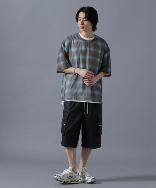 tシャツ DankeSchon/ダンケシェーン/OMBRE CHECK MESH T-SHIRTS レディース メンズ DANKE SCHON tシャツ DankeSchon/ダンケシェーン/OMBRE CHECK