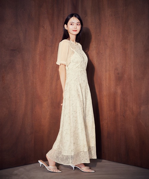 darial ドレス 「darial」puff sleeve lace dress パフスリーブ
