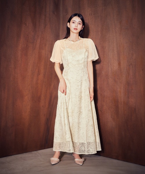 darial（ダリアル） ドレス 「darial」puff sleeve lace dress